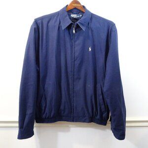 Polo Ralph Lauren Harrington Plaid Lined Jacket Mens XL Blue Tan Pony